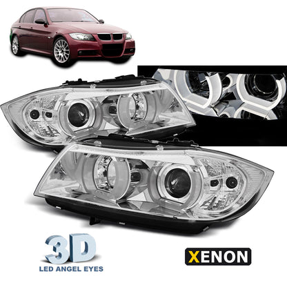 XENON Scheinwerfer U-LED Licht 3D Chrom passend für BMW E90/E91 03.05-08.08