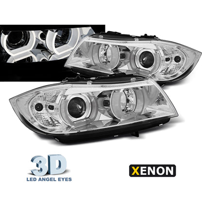 XENON Scheinwerfer U-LED Licht 3D Chrom passend für BMW E90/E91 03.05-08.08