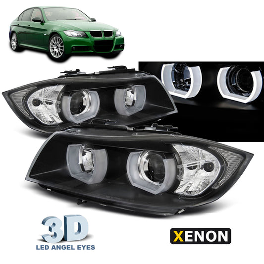 XENON Scheinwerfer U-LED Licht 3D Schwarz passend für BMW E90/E91 03.05-08.08