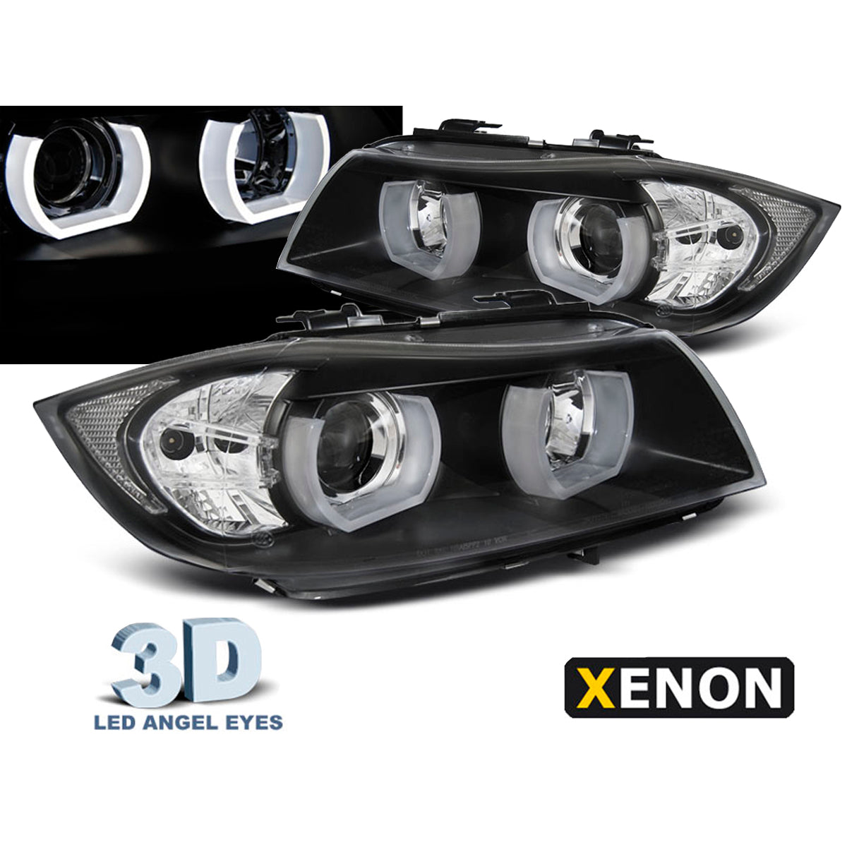 XENON Scheinwerfer U-LED Licht 3D Schwarz passend für BMW E90/E91 03.05-08.08