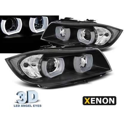 XENON Scheinwerfer U-LED Licht 3D Schwarz passend für BMW E90/E91 03.05-08.08