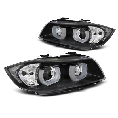 XENON Scheinwerfer U-LED Licht 3D Schwarz passend für BMW E90/E91 03.05-08.08