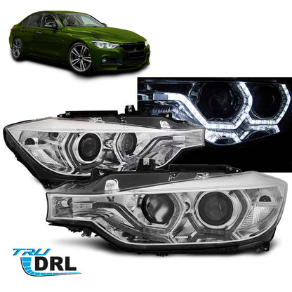 Scheinwerfer Angel Eyes LED Tagfahrlicht Chrom passend für BMW F30/F31 10.11 - 05.15