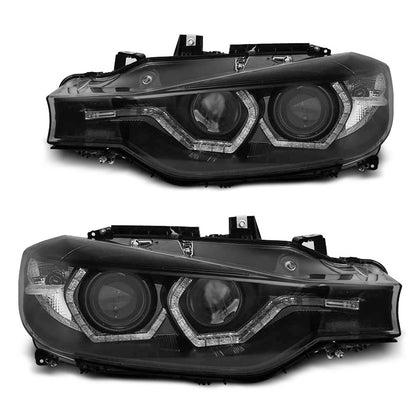 Scheinwerfer Angel Eyes LED Tagfahrlicht Schwarz passend für BMW F30/F31 10.11 - 05.15