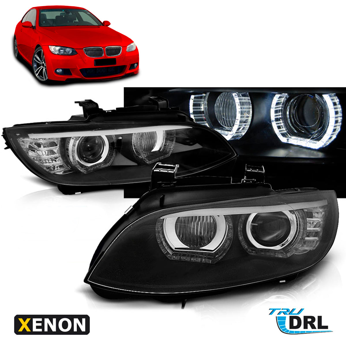 XENON Scheinwerfer Angel Eyes LED Schwarz AFS passend für BMW E92/E93 06-10