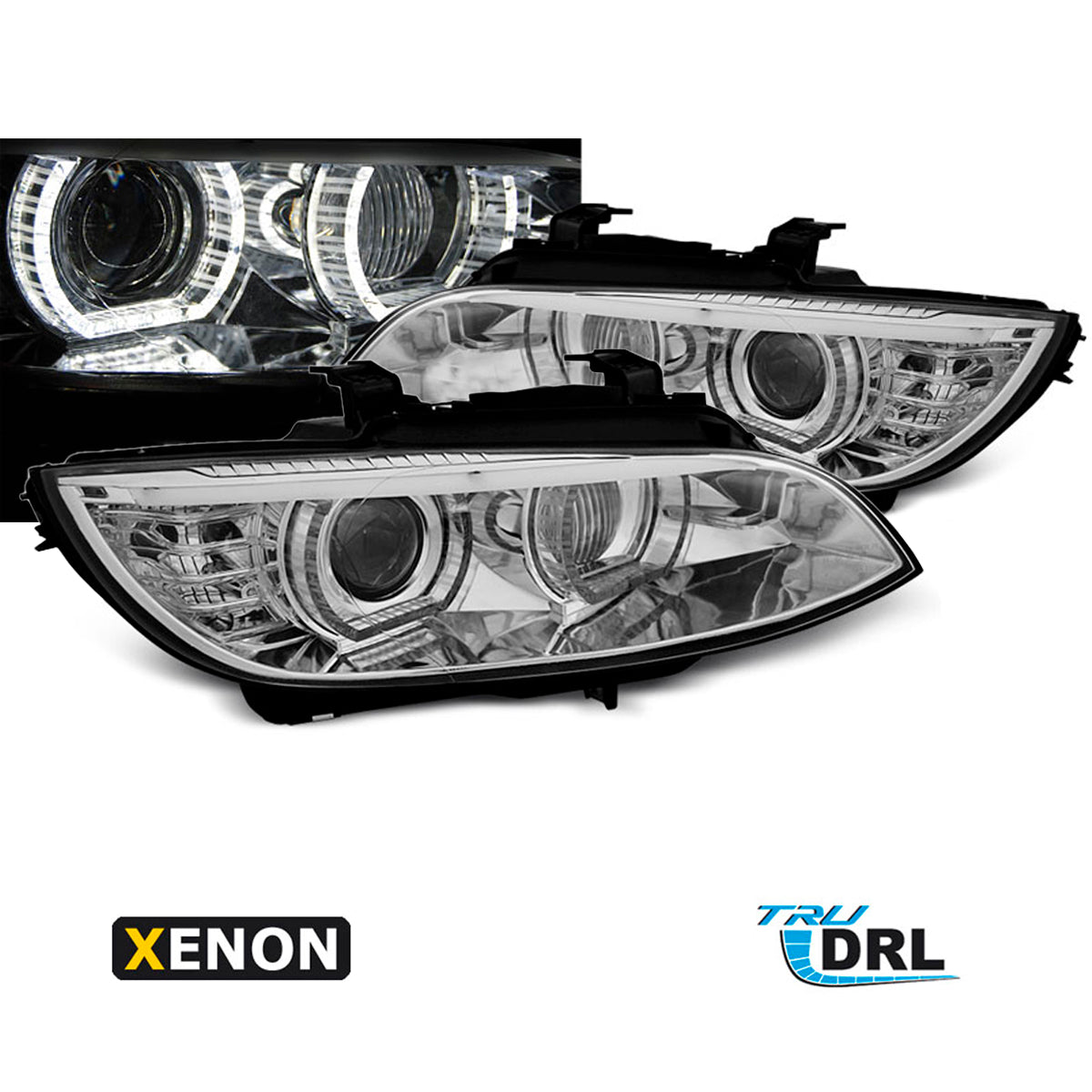 XENON Scheinwerfer Angel Eyes LED Chrom passend für BMW E92/E93 06-10