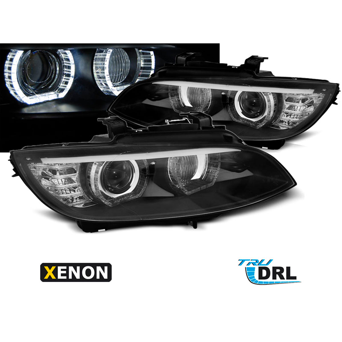 XENON Scheinwerfer Angel Eyes LED Schwarz passend für BMW E92/E93 06-10