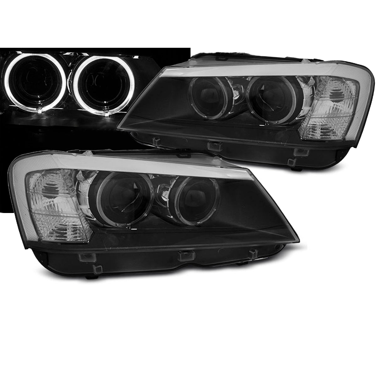 Scheinwerfer Angel Eyes LED Schwarz passend für BMW X3 F25 10-07.14