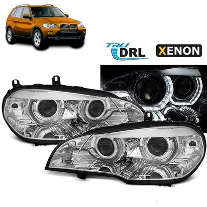XENON Scheinwerfer Angel Eyes LED Tagfahrlicht Chrom passend für BMW X5 E70 07-10