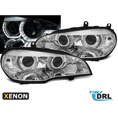 XENON Scheinwerfer Angel Eyes LED Tagfahrlicht Chrom passend für BMW X5 E70 07-10