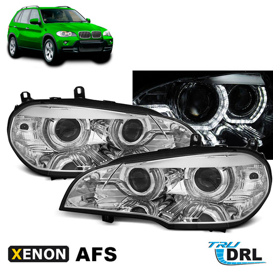 XENON Scheinwerfer Angel Eyes LED Tagfahrlicht Chrom AFS passend für BMW X5 E70 07-10