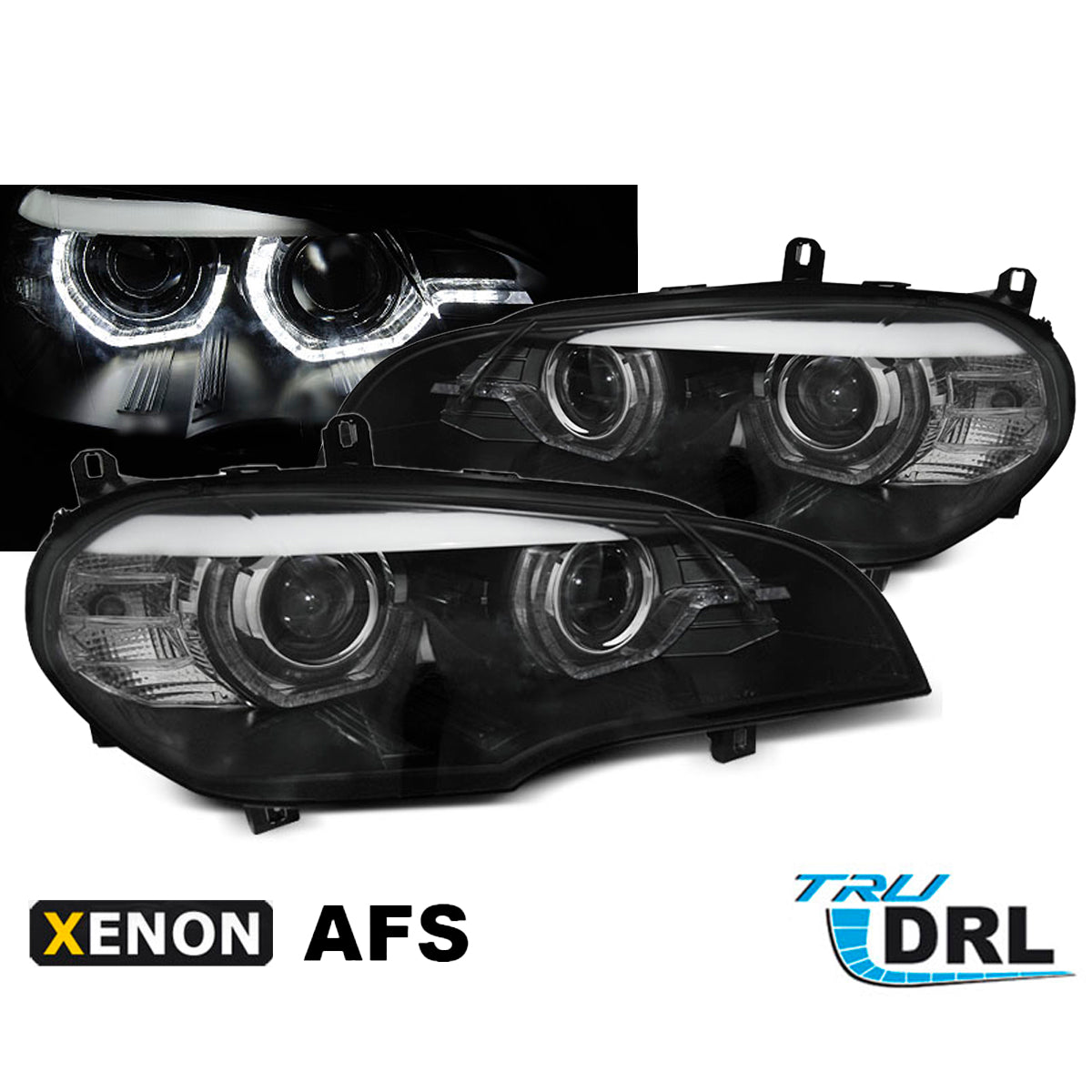 XENON Scheinwerfer Angel Eyes LED Tagfahrlicht Schwarz AFS passend für BMW X5 E70 07-10