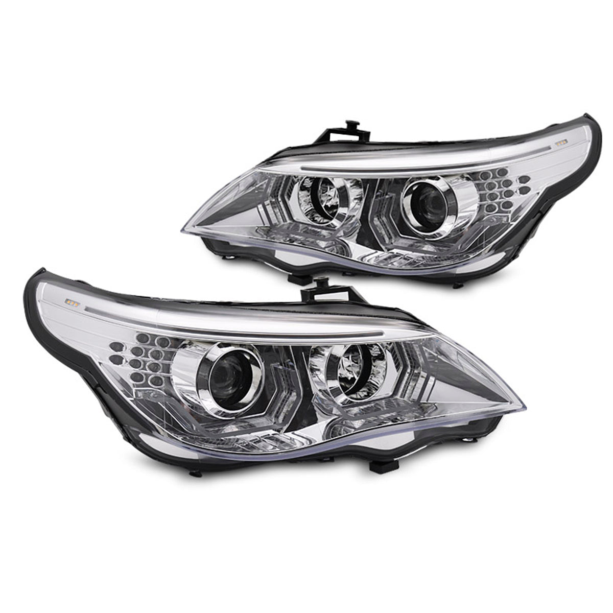 Scheinwerfer Angel Eyes LED 3D Chrom passend für BMW E60 E61 03-07
