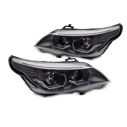 Scheinwerfer Angel Eyes LED 3D Schwarz passend für BMW E60 E61 03-07