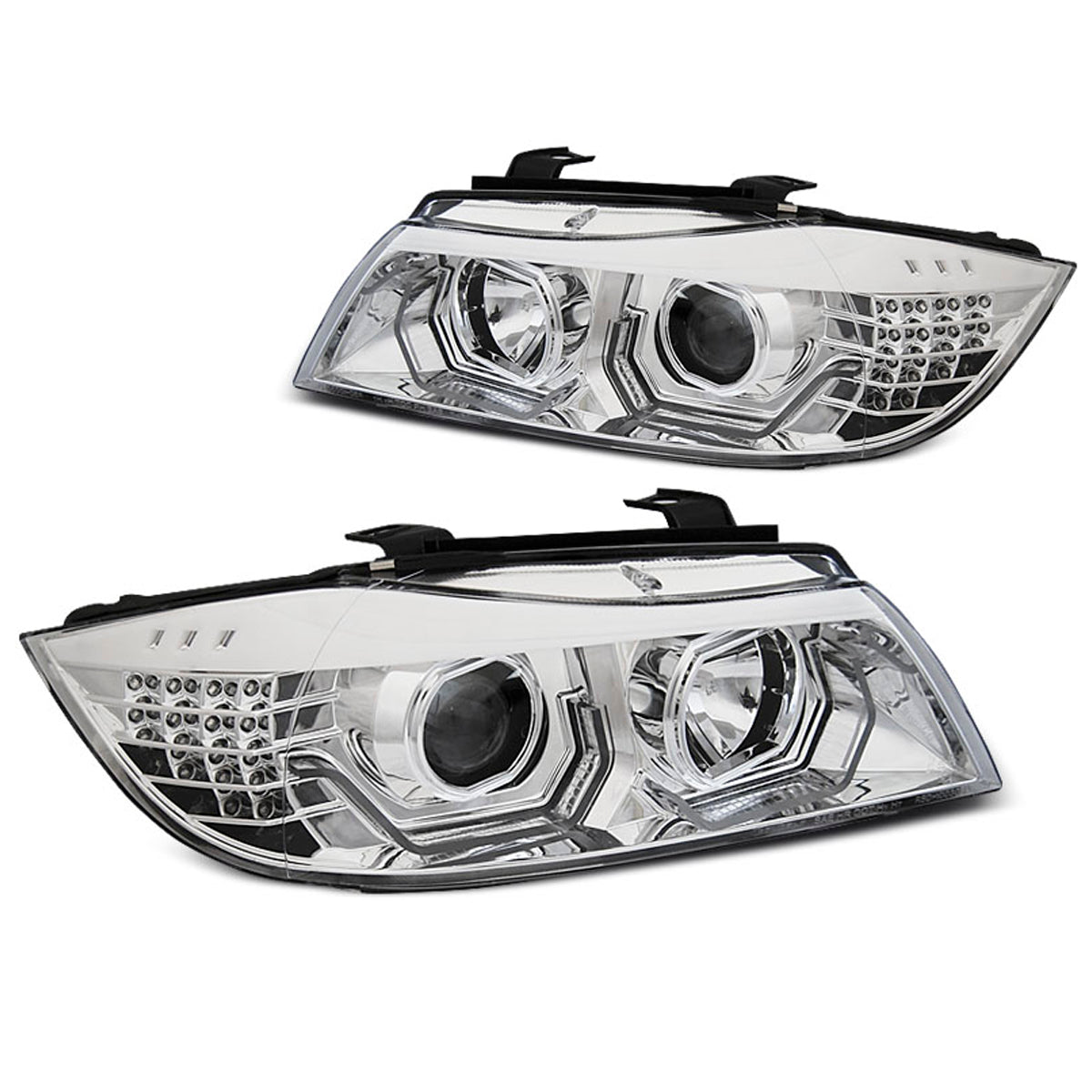 Scheinwerfer Angel Eyes LED 3D Chrom passend für BMW E90/E91 05-08