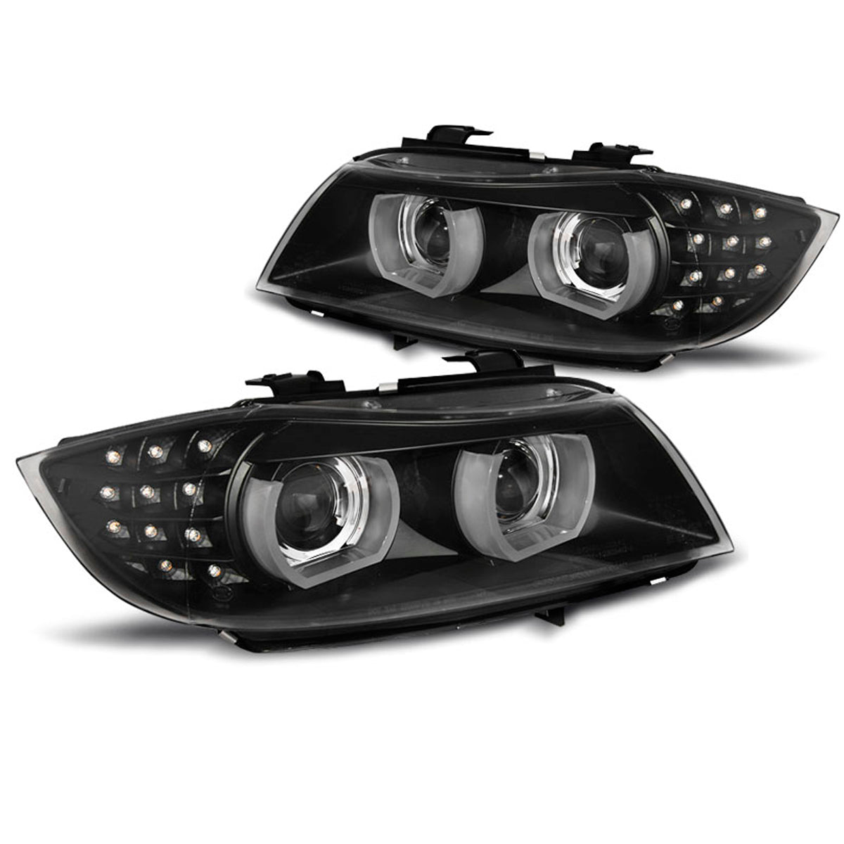 XENON Scheinwerfer Angel Eyes LED Tagfahrlicht Schwarz passend für BMW E90/E91 09-11