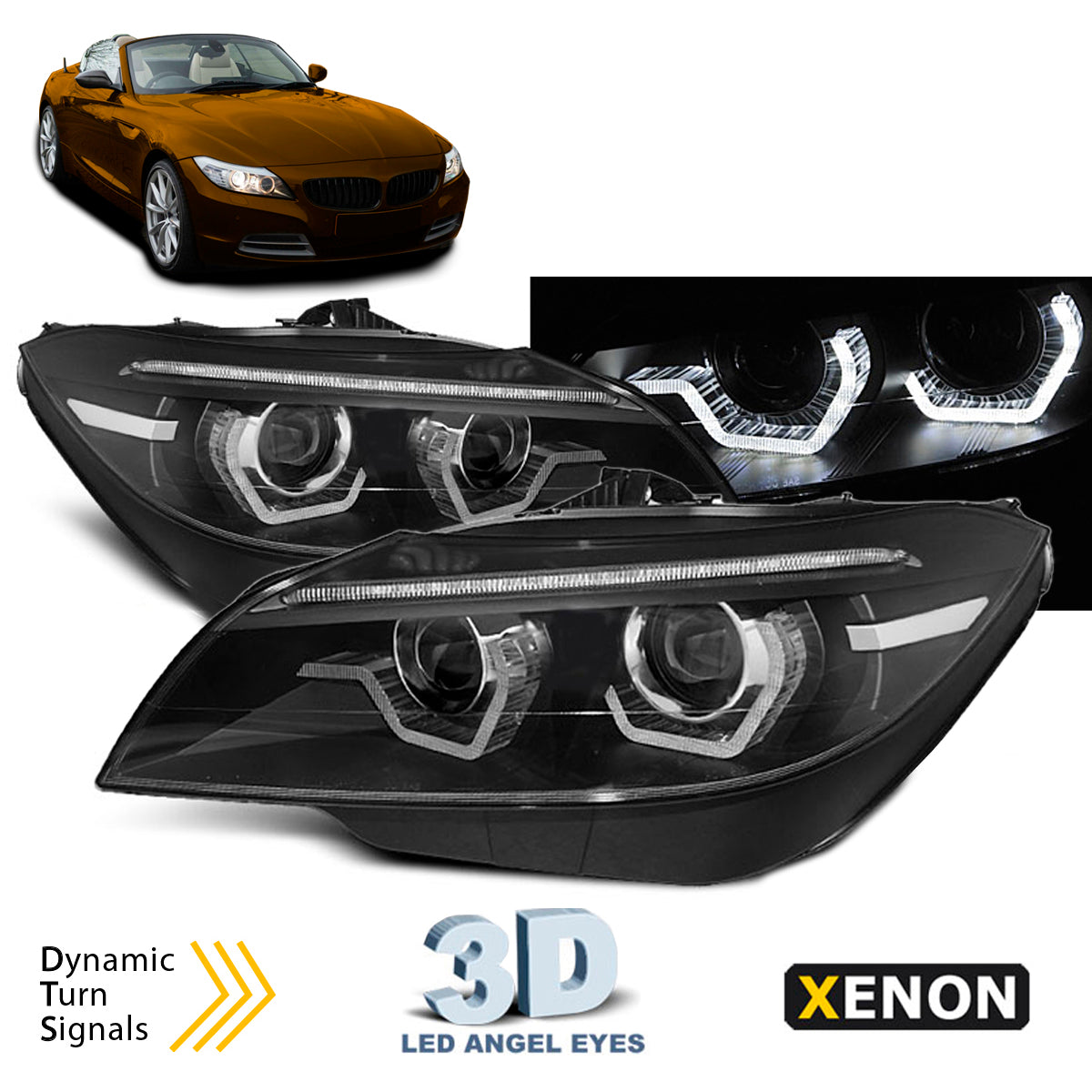 XENON Scheinwerfer LED Tagfahrlicht Schwarz SEQ passend für BMW Z4 E89 09-13
