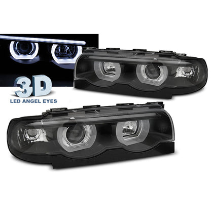 Scheinwerfer Angel Eyes LED 3D Schwarz passend für BMW E38 94-01