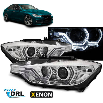 Xenon Scheinwerfer Angel Eyes LED DRL Chrom passend für BMW F30/F31 10.11 - 05.15