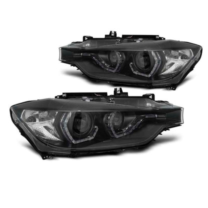 Xenon Scheinwerfer Angel Eyes LED DRL Schwarz passend für BMW F30/F31 10.11 - 05.15