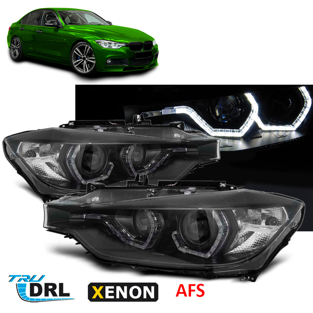 Xenon Scheinwerfer Angel Eyes LED DRL Schwarz AFS passend für BMW F30/F31 10.11 - 05.15