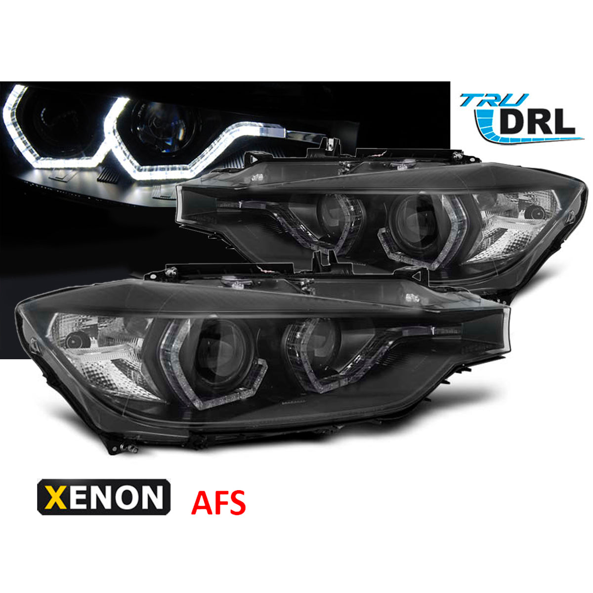 Xenon Scheinwerfer Angel Eyes LED DRL Schwarz AFS passend für BMW F30/F31 10.11 - 05.15