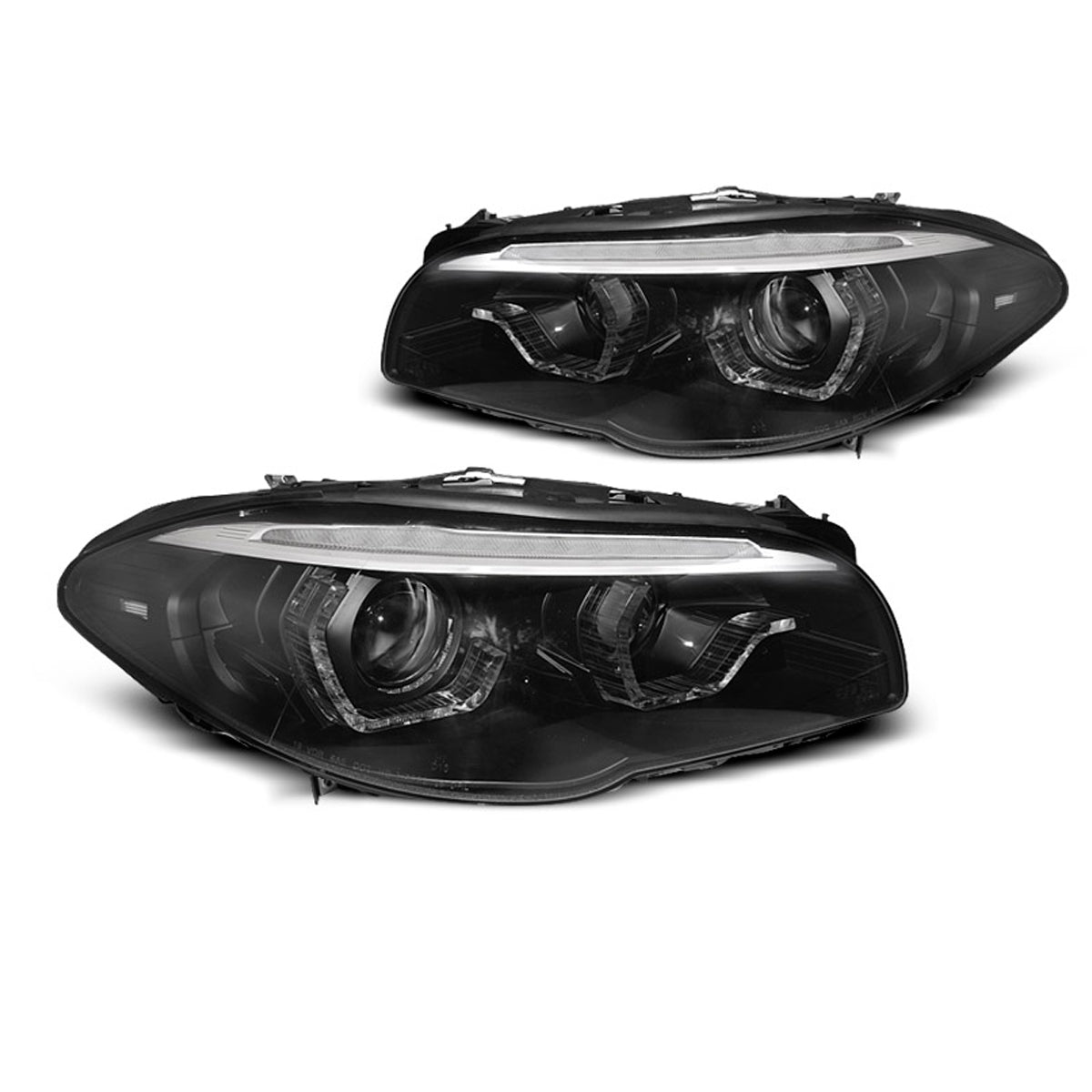 Xenon Scheinwerfer Angel Eyes LED DRL Schwarz SEQ passend für BMW F10/F11 10-13