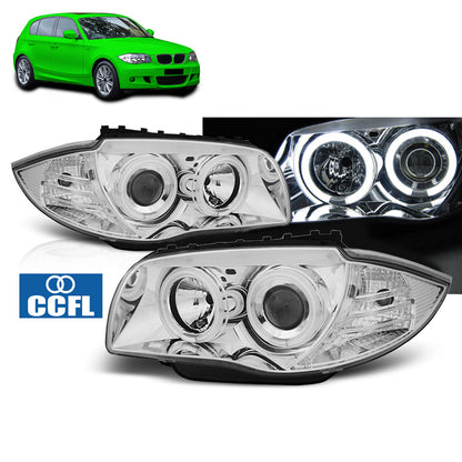 Scheinwerfer Angel Eyes CCFL Chrom passend für BMW 1 E87/E81/82/88 04-11