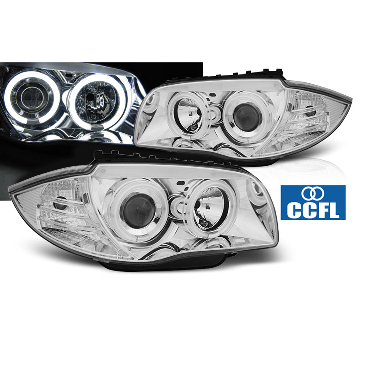 Scheinwerfer Angel Eyes CCFL Chrom passend für BMW 1 E87/E81/82/88 04-11