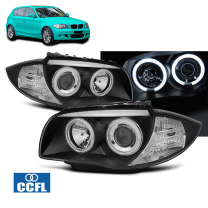 Scheinwerfer Angel Eyes CCFL Schwarz passend für BMW 1 E87/E81/82/88 04-11