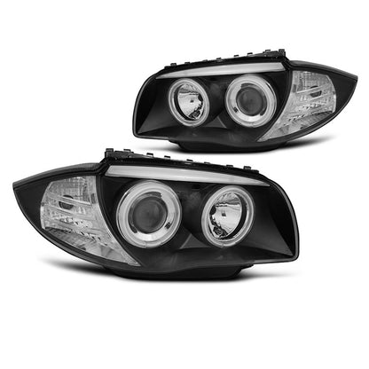 Scheinwerfer Angel Eyes CCFL Schwarz passend für BMW 1 E87/E81/82/88 04-11
