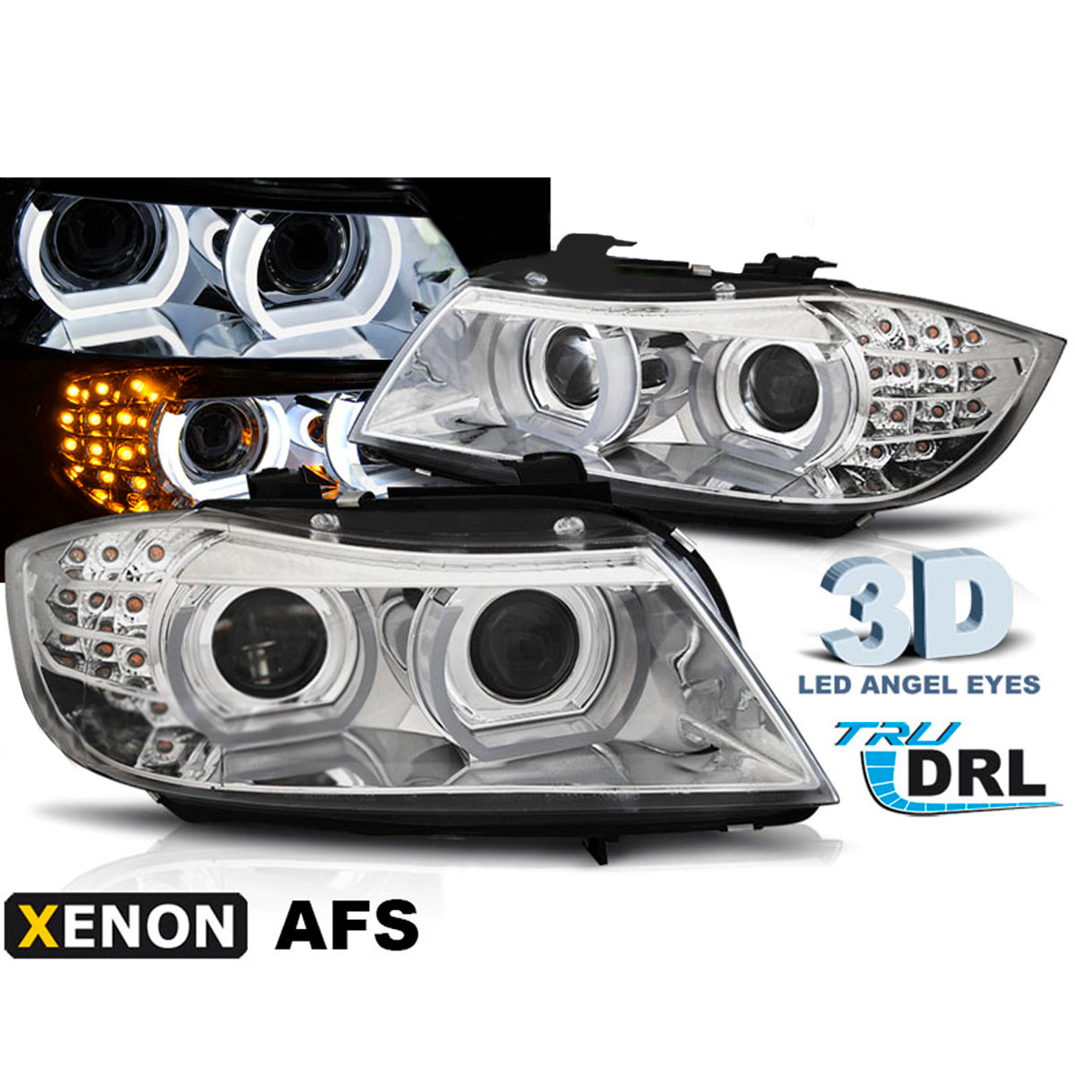 Xenon Scheinwerfer LED DRL Chrom AFS passend für BMW E90/E91 09-11