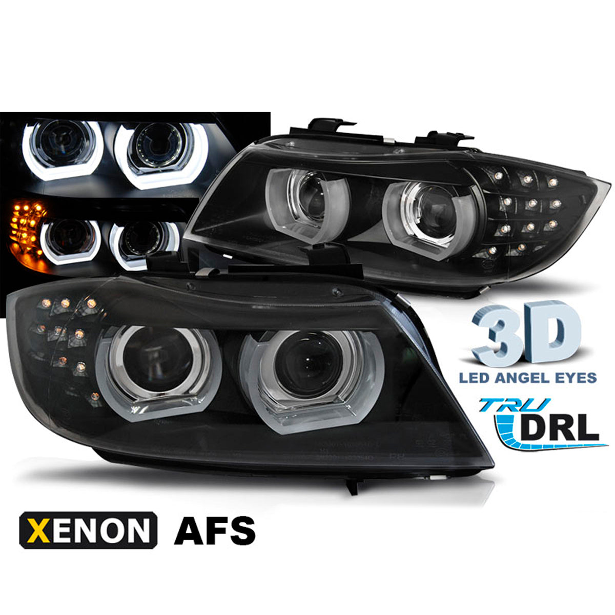 Xenon Scheinwerfer LED DRL Schwarz AFS passend für BMW E90/E91 09-11