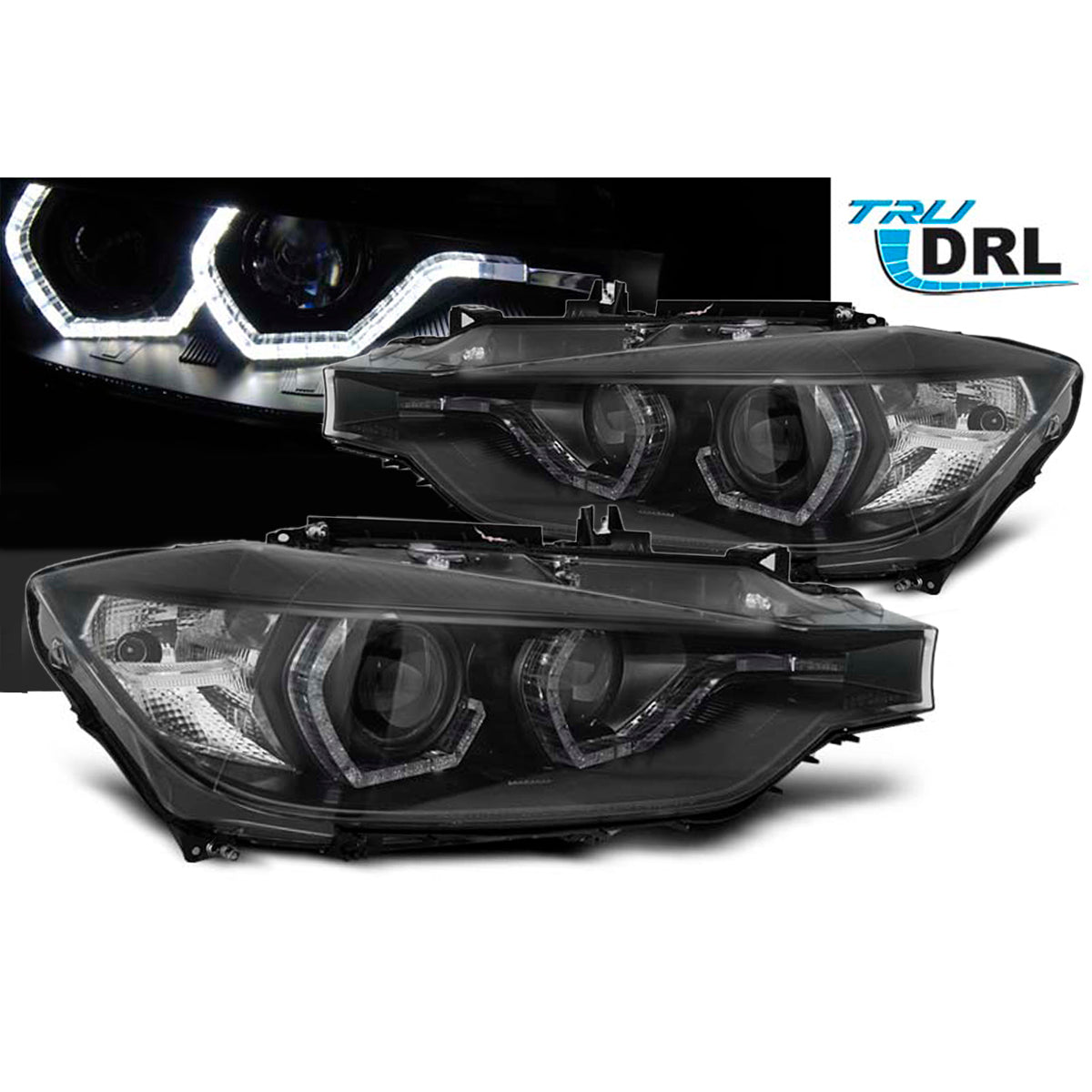 Scheinwerfer Angel Eyes LED DRL Schwarz passend für BMW F30/F31 LCI 15-18