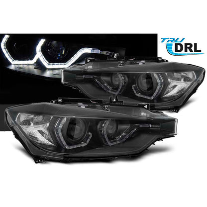 Scheinwerfer Angel Eyes LED DRL Schwarz passend für BMW F30/F31 LCI 15-18