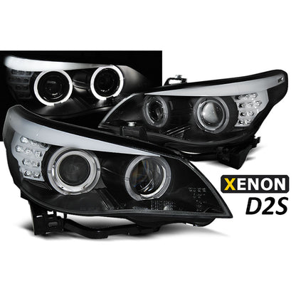 Xenon D2S Scheinwerfer Angel Eyes Schwarz LED Blinker passend für BMW E60/E61 03-04