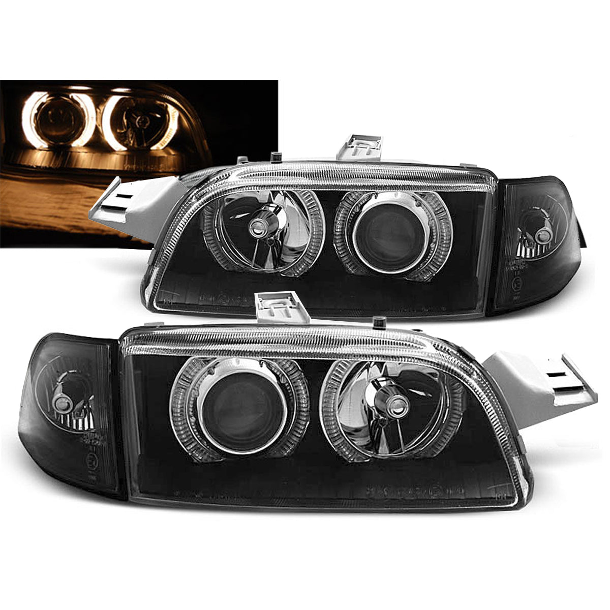 Scheinwerfer Fiat Punto 1 11.93-09.99 Angel Eyes Schwarz