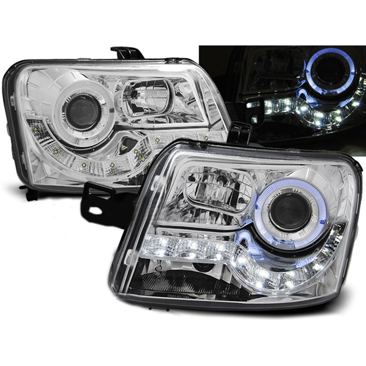 Scheinwerfer passend für Fiat Panda 03-12 Tagfahrlicht Chrom