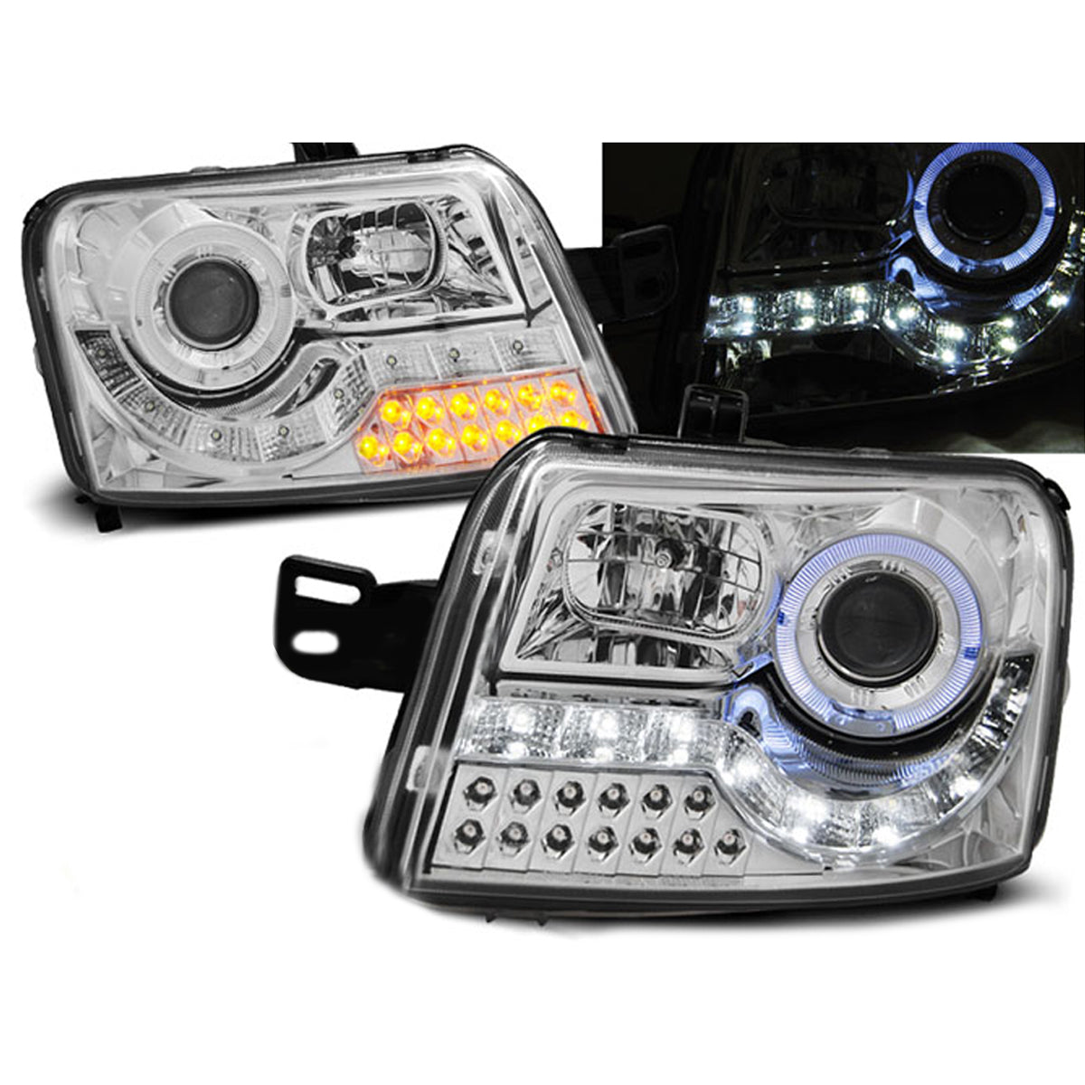 Scheinwerfer passend für Fiat Panda 03-12 Tagfahrlicht Chrom