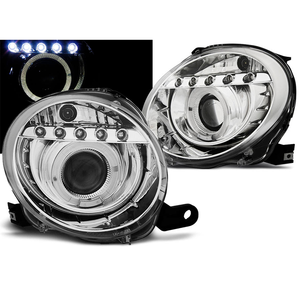 Scheinwerfer passend für Fiat 500 07-15 Projektor Chrom LED