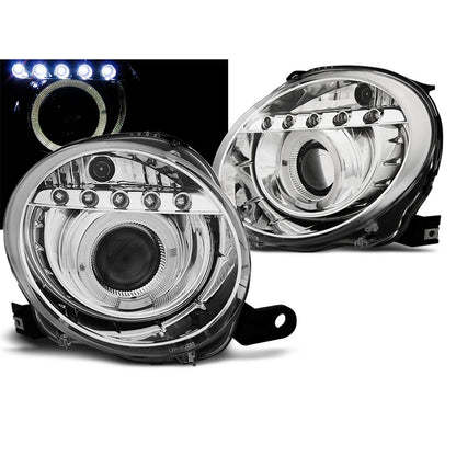 Scheinwerfer passend für Fiat 500 07-15 Projektor Chrom LED