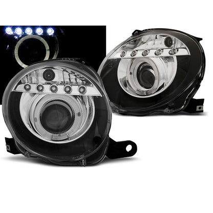 Scheinwerfer passend für Fiat 500 07-15 Projektor Schwarz LED