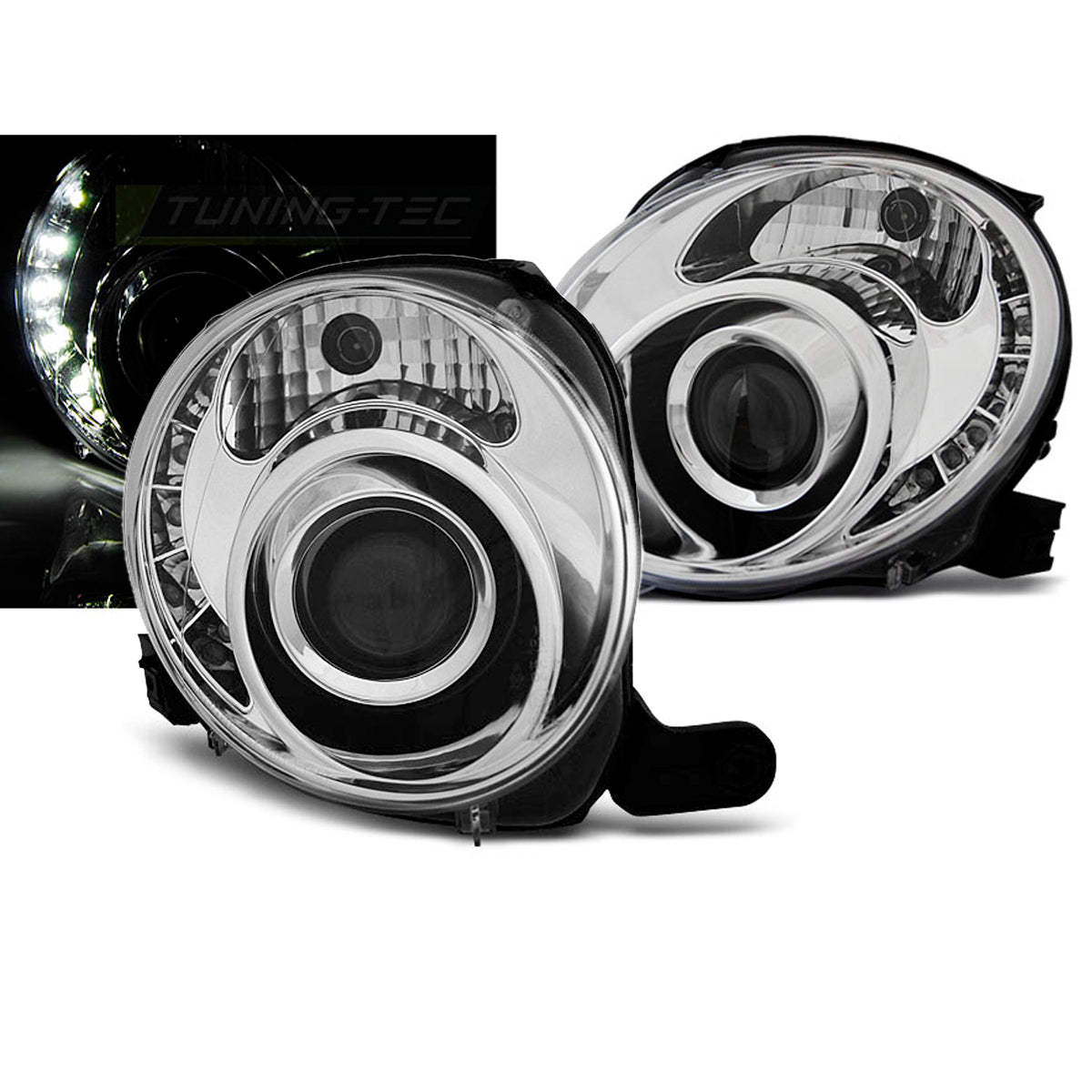 Scheinwerfer passend für Fiat 500 07-15 Chrom LED