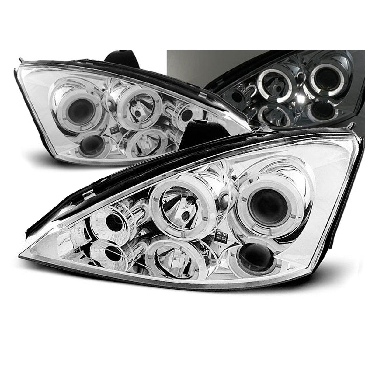Scheinwerfer passend für Ford Focus 11.01-10.04 Angel Eyes Chrom