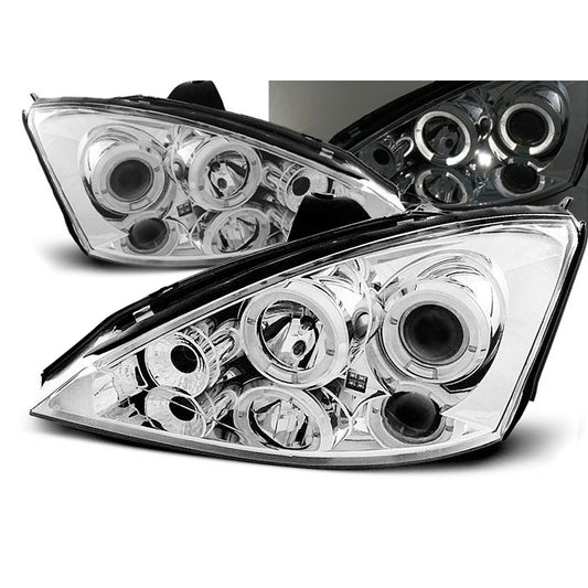 Scheinwerfer passend für Ford Focus 11.01-10.04 Angel Eyes Chrom
