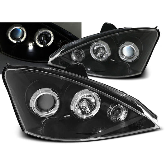 Scheinwerfer passend für Ford Focus 11.01-10.04 Angel Eyes Schwarz