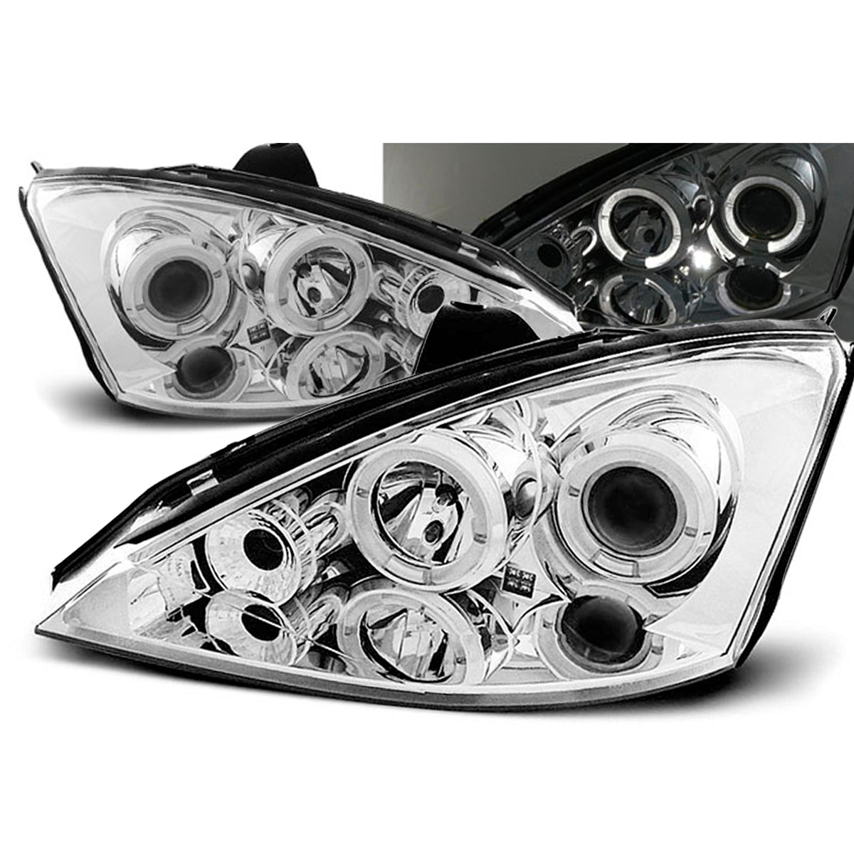 Scheinwerfer passend für Ford Focus 10.98-10.01 Angel Eyes Chrom