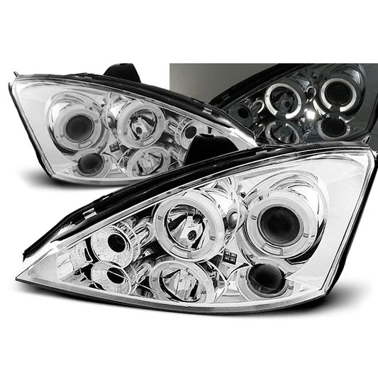 Scheinwerfer passend für Ford Focus 10.98-10.01 Angel Eyes Chrom