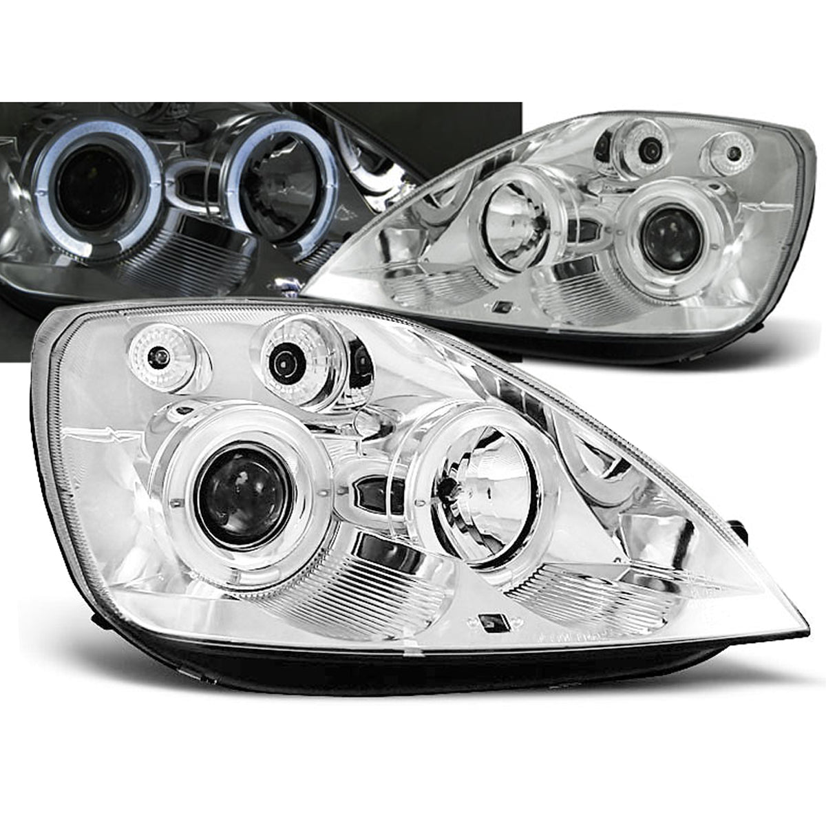 Scheinwerfer passend für Ford Fiesta MK6 05.02-08.05 Angel Eyes Chrom