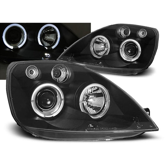 Scheinwerfer passend für Ford Fiesta MK6 05.02-08.05 Angel Eyes Schwarz